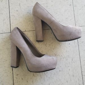 Suede gray heels